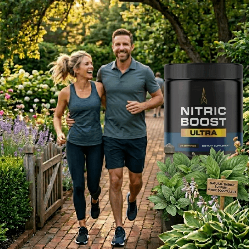 Descriptive visual explaining what Nitric Boost is and its role in supporting male physiological health.